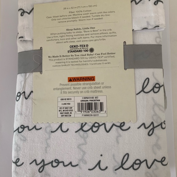 Cloud Island I Love You Crib Sheet White Grey - Picture 3 of 3